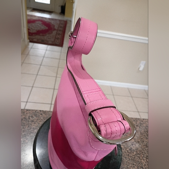 Coach Bleeker Rugby Stripe Bucket Duffle Bag, Pink - Picture 10 of 17